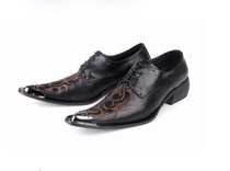 Foreign trade original order trendy pointed-toe iron-shoe shoes hairdressers shoes Korean style catwalk stage high-heeled mens casual shoes