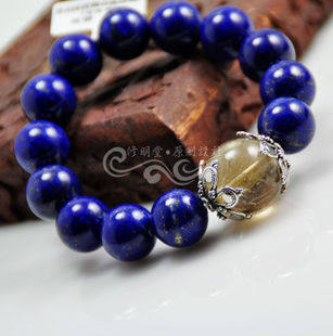 原创【龙珠】收藏天然原色帝王青金石配发晶 15mm青金石手链手串