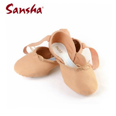 French Sansha Sansha ballet Skilled Shoes Elastic Canvas Imported Grilled Coke Leather Two Bottoms Soft Shoes FR21C