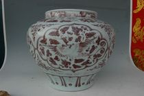 Yuan glaze red mandarin duck Lotus Lotus a bunch of Lotus full pond Jiao string flower phoenix pattern Big Pot