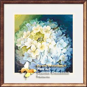 Small House Cross Stitch DMC Kit-I Love Cross Stitch-Hydrangea Basket Color Flowers and Hydrangea Hanging Picture