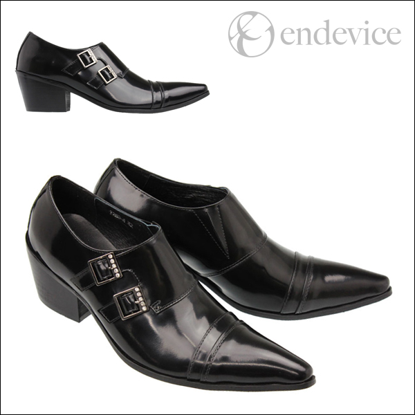 Japanese original single pointed high-heeled men's leather shoes black business casual heightened men's leather shoes hairdresser's leather shoes