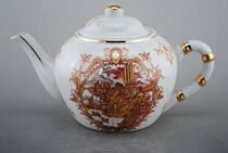 Republic of China export porcelain enamel gilt Western character story pot
