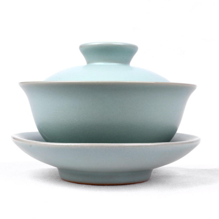 Sky Green Tea Preparation Teacup Tea Cup Big Ru porcelain qigong fu tea with tea cup Ru kiln tea set lid bowl 3-only cup 