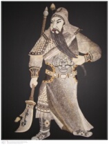 Hezhe fish skin painting (Guan Gong)with frame