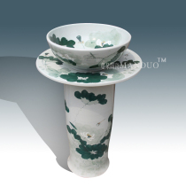 Jingdezhen Modern fashion one-piece washbasin Environmental protection one-piece column washbasin Face art washbasin set