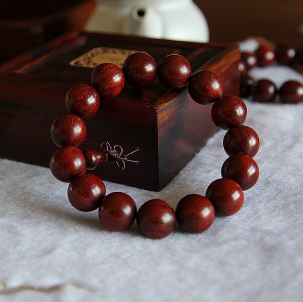 Old material high density small leaf purple sandalwood Buddha bead bracelet men's raw ore pine beeswax gift hand held wild 15mm