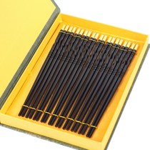 Ebony acid branch rosewood copper head twisted wire mahogany chopsticks household paint-free wax-free 10 pairs of gift box logs