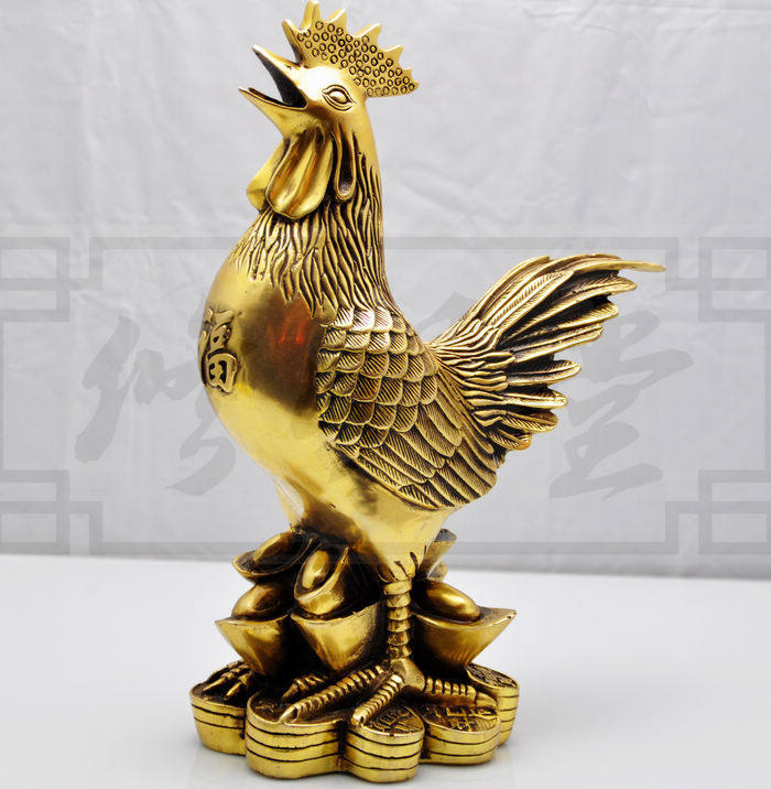 修明堂 大小号纯铜公鸡铜金鸡摆件 旺财助运专制蜈蚣煞化解偏桃花