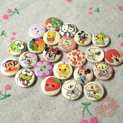 Free shipping for orders over 9.9 yuan. Baby buttons, children's buttons, cartoon wooden buttons, animal wooden buttons, 15mm