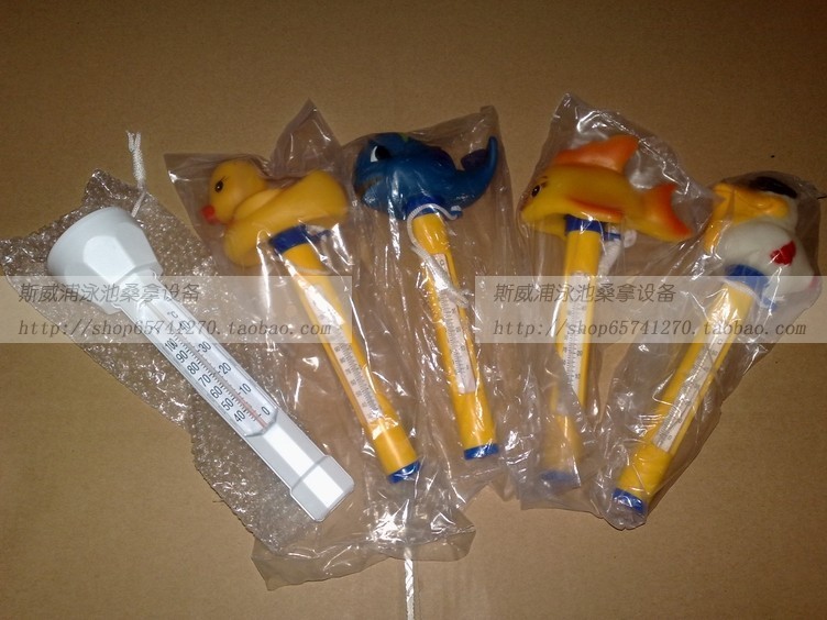 Swimming pool floating thermometer duckling type straight tube type