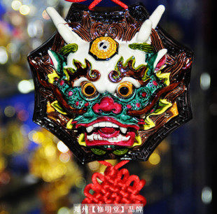 修明堂 家居吉祥物壁式挂件 龙头避邪挂饰 台湾交趾陶工艺风水物