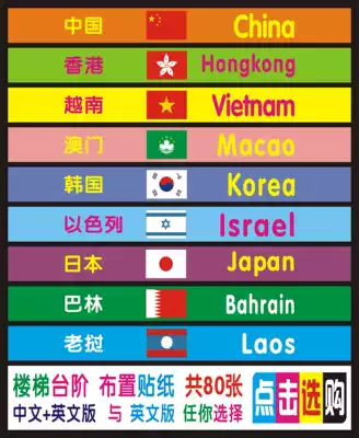 Kindergarten Steps Stairs English Sticker National Flag Slogan Sticker School Classroom Decoration Decoration