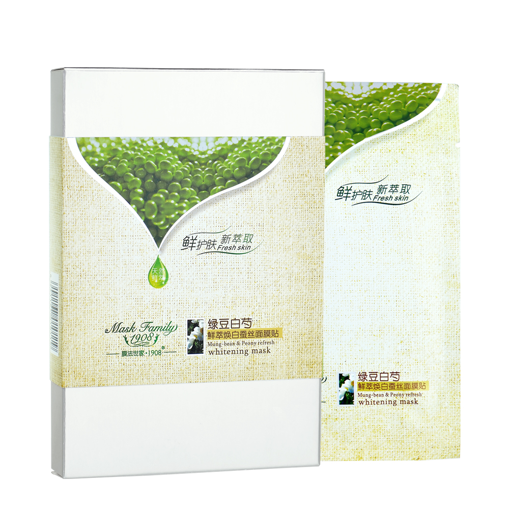 膜法世家·1908绿豆白芍鲜萃焕白蚕丝面膜贴5片保湿补水白皙魔法