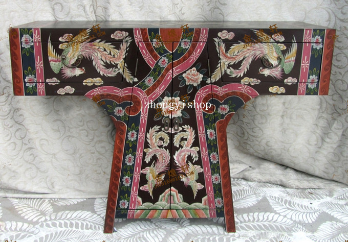 Black bottom phoenix clothes cabinet Chinese furniture Ming and Qing furniture classical furniture new modern furniture storage cabinet pure hand-painted