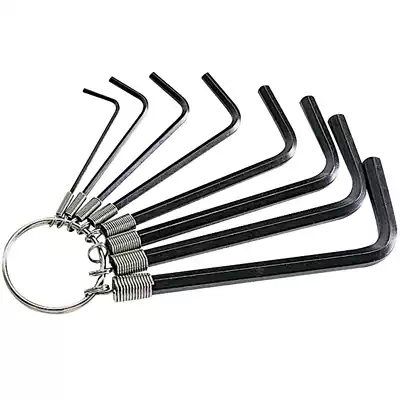 Baogong chrome-plated metric hex key black spring steel 8-piece combination HW-023