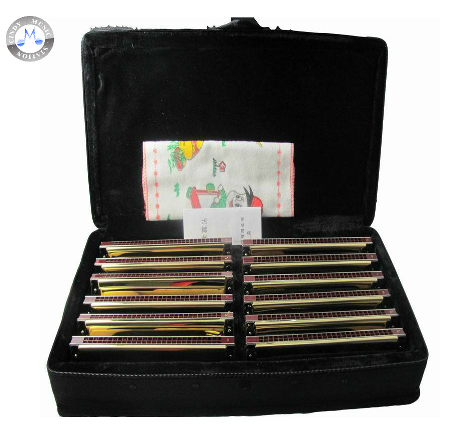 Oriental 28-hole 12-tone 7-tone set Professional playing harmonica gift set 28-hole polyphonic set harmonica