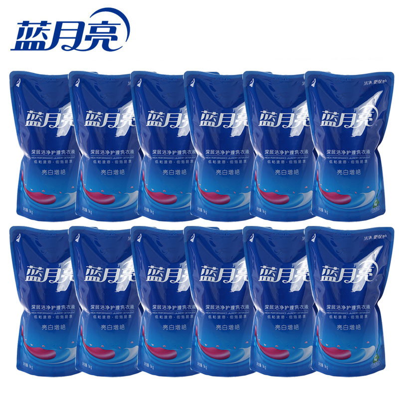 蓝月亮自然清香深层洁净亮白增艳洗衣液/中性/护手/1000g/12袋
