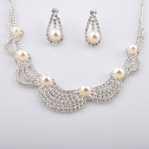 (Xinguang Jewelry)counter Luxury full diamond set chain Bride wedding yarn dress Pearl necklace set