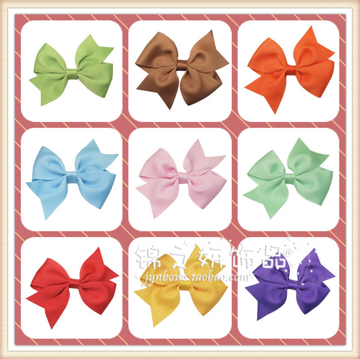 Children's hair accessories Headdress Bow hair clip Candy color edge clip Girls ribbon hair jewelry