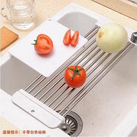 Japanese stainless steel kitchen sink drain rack retractable drain plate bowl rack kitchen rack shelf tray