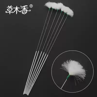 Grass wood incense ear picking tool aluminum handle goose hair stick sweep ear hair dig ear hair dig ear goose hair