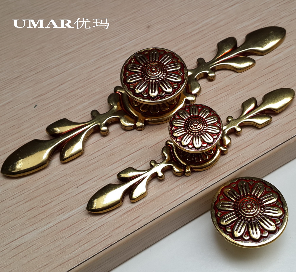 Crown UMAR Umar Home Furniture Pure Copper Cabinet Door Handle Eurostyle Overall Cupboard Door Handle American Drawers Handle full copper