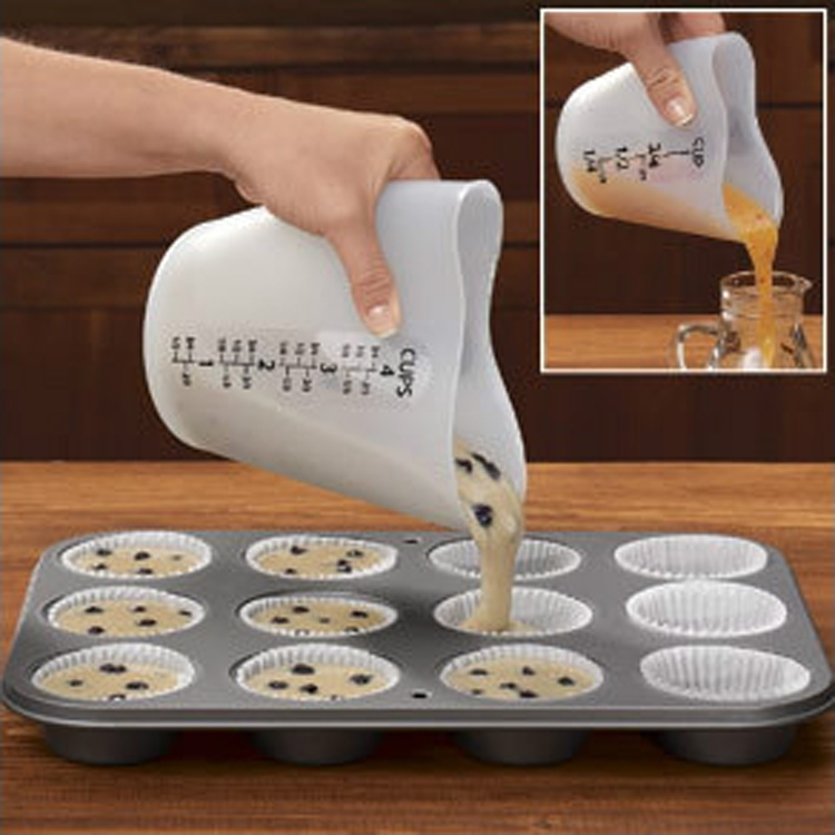 Loving shape 500ml silicone gel measuring cup cake baking with a soft measuring cup cake liquid dumping silicone cup 