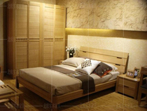 Ash all solid wood bedroom set furniture combination double bed four-door wardrobe bedside table four-piece bedroom set