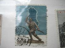 96 - 50 years of independence of Albania map and gun soldier letter selling old stamps