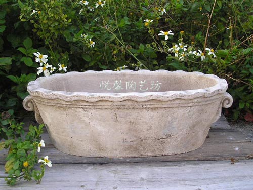 Eurostyle style coarse pottery flower with light brown make old series pottery basin fields style pottery large flower pots