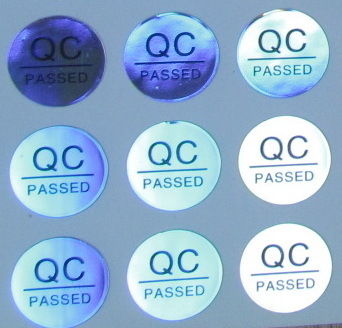 High-grade bright silver bottom discoloration reflective label QC PASSED inspection label sticker round 1cm diameter 500 PCs