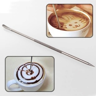 Coffee drawing needle stainless steel carved stick coffee hook flower painting carved needle fancy coffee utensils