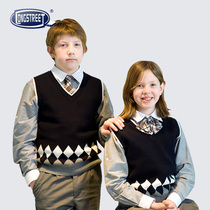 Lan Shi Yinglun childrens clothing diamond grid three-color knitted vest B- 10034-A