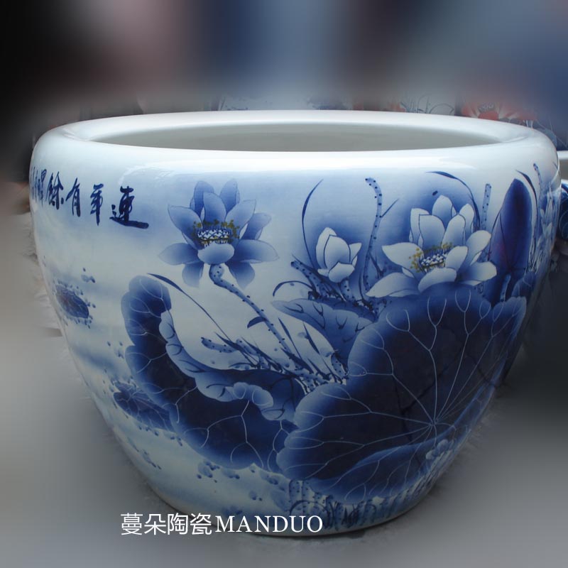 Jingdezhen blue and white porcelain all 50 70 cm diameter porcelain high cylinder cylinder art porcelain