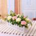 Hàng rào gỗ hàng rào hoa hoa giả hoa hồng phù hợp với đồ nội thất phòng khách nhỏ hoa giả nhân tạo cây cảnh hoa trong chậu - Hoa nhân tạo / Cây / Trái cây chậu hoa giả Hoa nhân tạo / Cây / Trái cây
