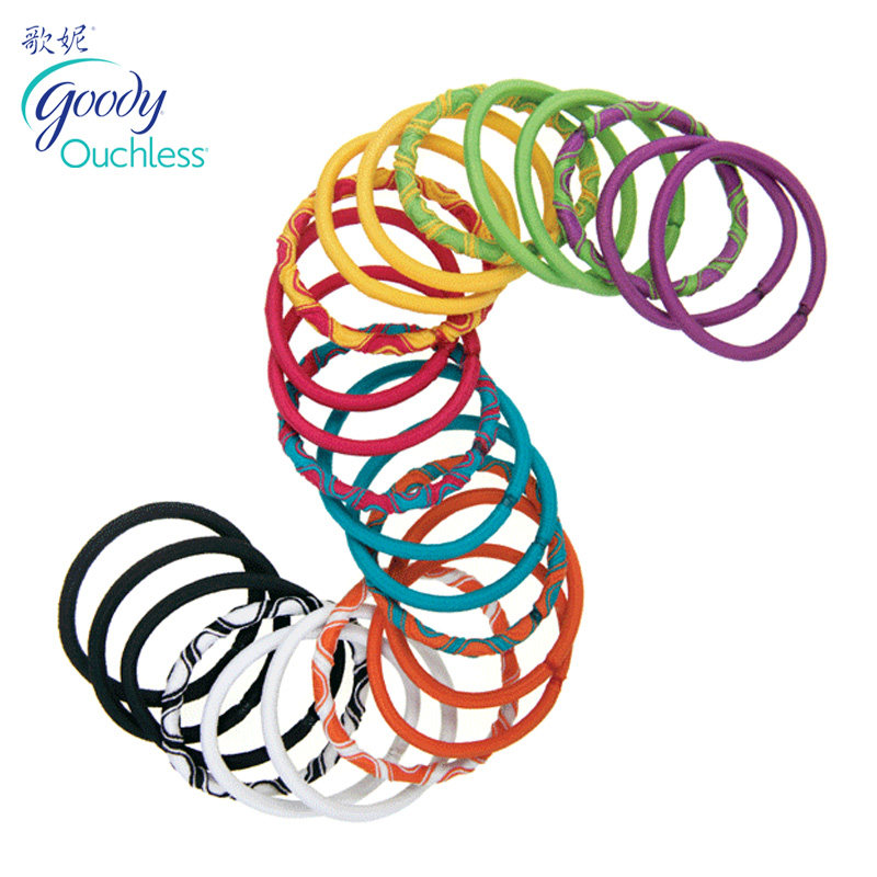 Goody/歌妮美国发饰 发圈 欧式多色立体雕花皮筋 防滑发绳 24根