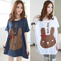 Phụ nữ mang thai mùa hè T-Shirt thời trang kích thước lớn phụ nữ mang thai ngắn tay T-Shirt mùa hè phụ nữ mang thai nửa tay t-shirt Hàn Quốc phiên bản của áo sơ mi lỏng lẻo váy áo bà bầu mùa hè