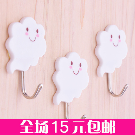 Creative Home White Cloud Duo powerful sticky hook Multi-purpose Practical hanger Three clothes
