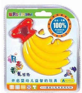 仙贝婴儿手摇铃 益智卡通造型 月亮香蕉封卡装摇铃XB2801