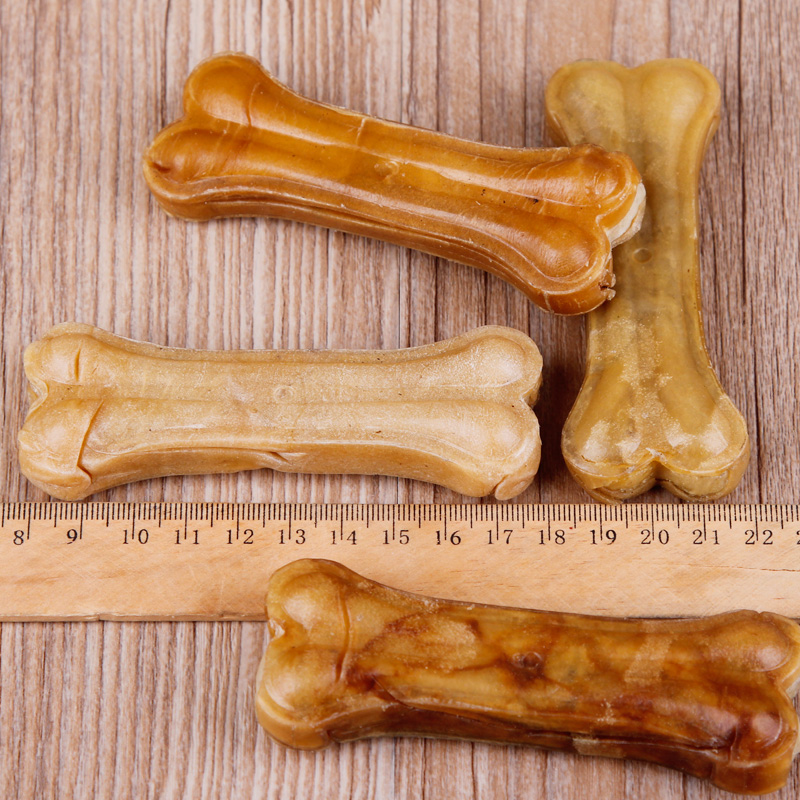 狗狗咬胶零食 狗咬胶磨牙洁齿棒 4英寸皮压骨4只装中大型犬用咬胶