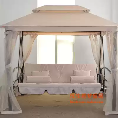 National high-end luxury villa net gauze swing hanging chair outdoor garden rest three people swing bed