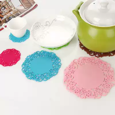 Thickened silicone coaster insulation mat tea coaster creative hollow lace flower non-slip coaster bowl mat