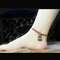 National Hot Red Agate Seedlings Silver Long Life Anklet Womens Zodiac Year Fortune National Ornament