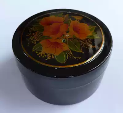 Japanese lacquerware round flower lacquer box jewelry box small object finishing box multifunctional exquisite beautiful and practical