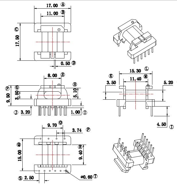 Large Preferential Transformer Inductance EPC17 Horizontal 4 6 Horizontal 5 5 Electric wood skeletons Another assorted magnetic core