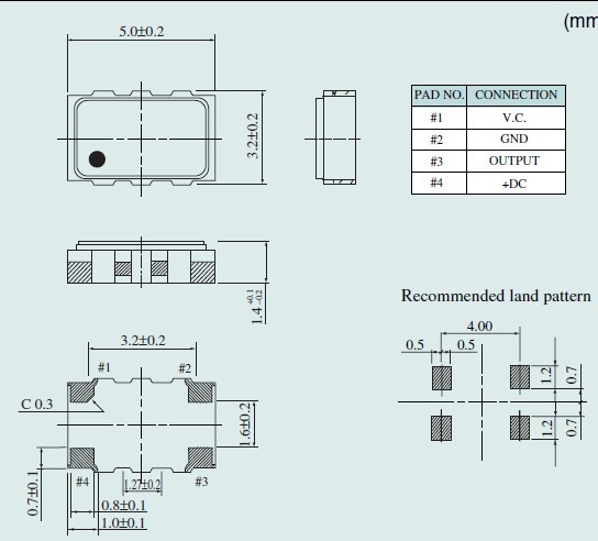 VC-TCXO press control 12 8MHZ NT5032SC 3V plusmn 2 5PPM