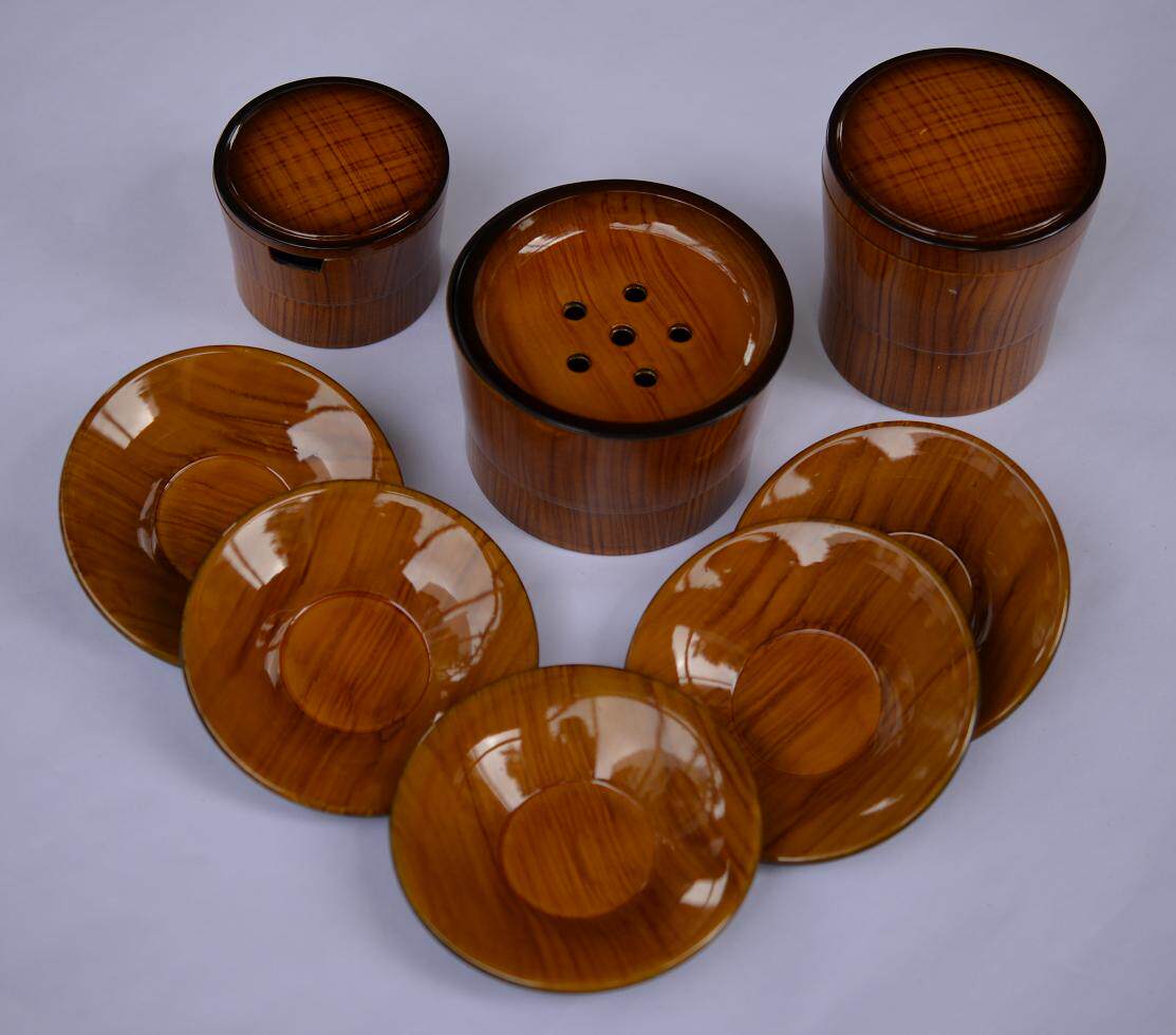 Japanese lacquerware lacquer plate tea tray Tea tube 8-piece set of tea drinking friends generous and practical