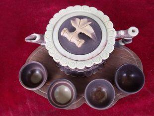 Guizhou purple jade bamboo joint teapot set of four cups unique shape