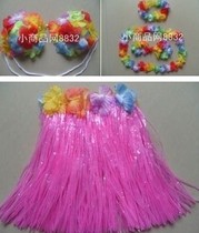 Jupe Grass Performance Suit Children Hawaii Grass Skirt Flower Ring Dress Dance Out of Wedding Supplies